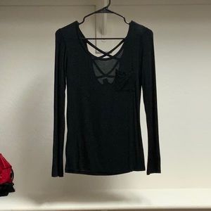 Black cross back long sleeve shirt